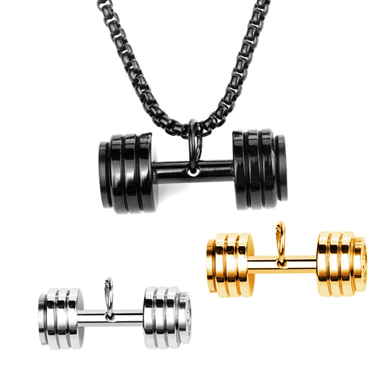 Planderful Barbell Necklace For Men Stainless Steel Gym Inspired Pendant Gift For Him