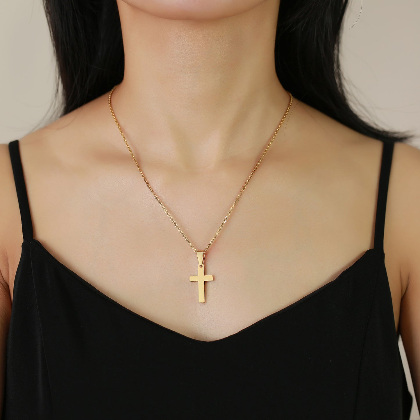 Stainless Steel Cross Black Ladies Steel Necklace Wholesale