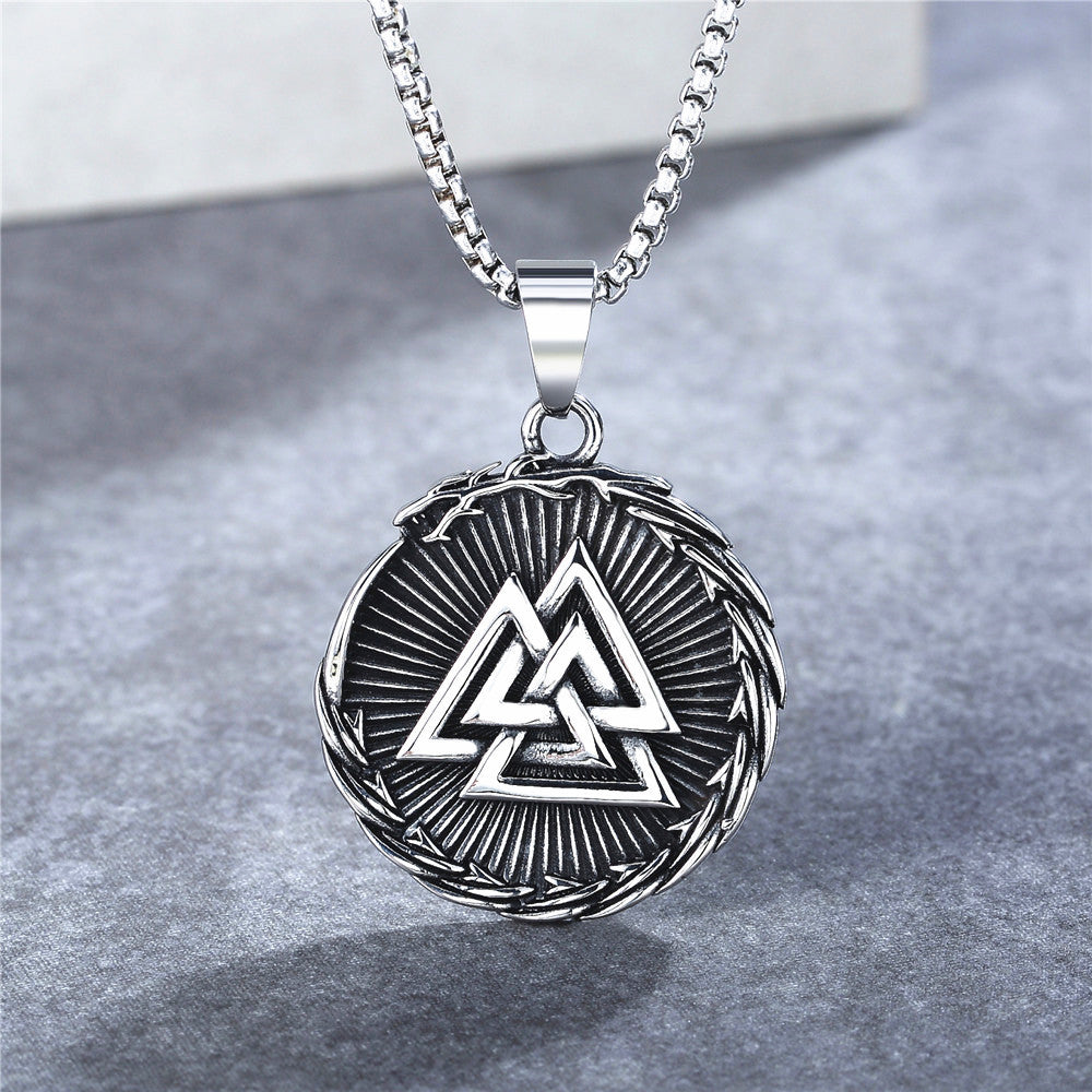 Planderful Nordic Viking Triangular Snake Pendant Titanium Steel Personalised Unisex Protection Necklace