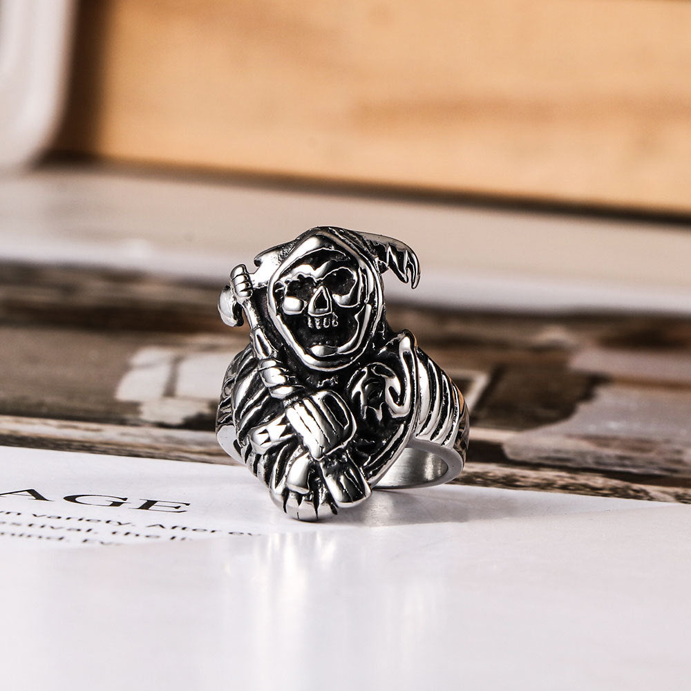 Big Ghost Skull Ring Men Titanium Steel Punk Fashion