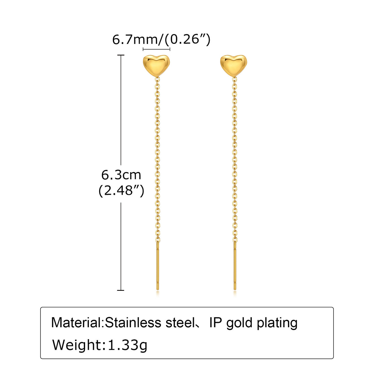 Stainless Steel Heart Earrings