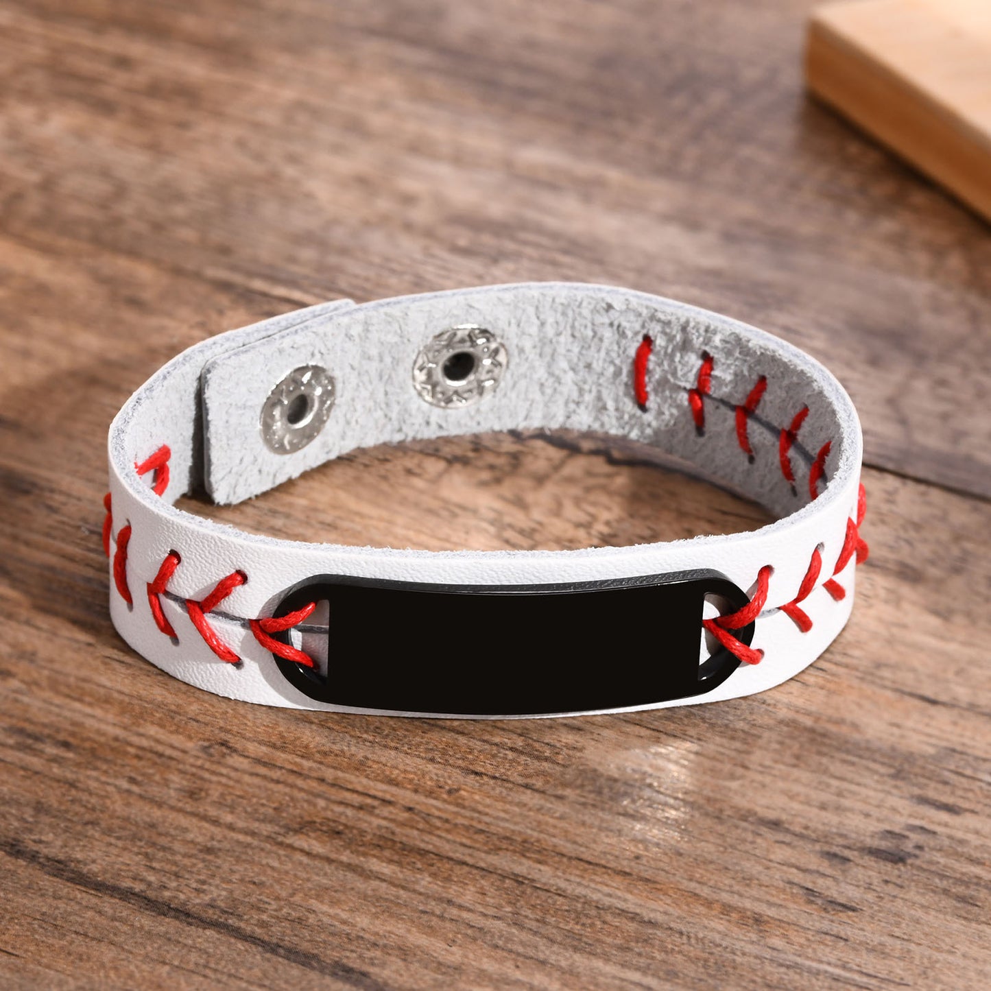 Stainless Steel Men's Fashion Trend Curved Stitched ZP Bracelet Black