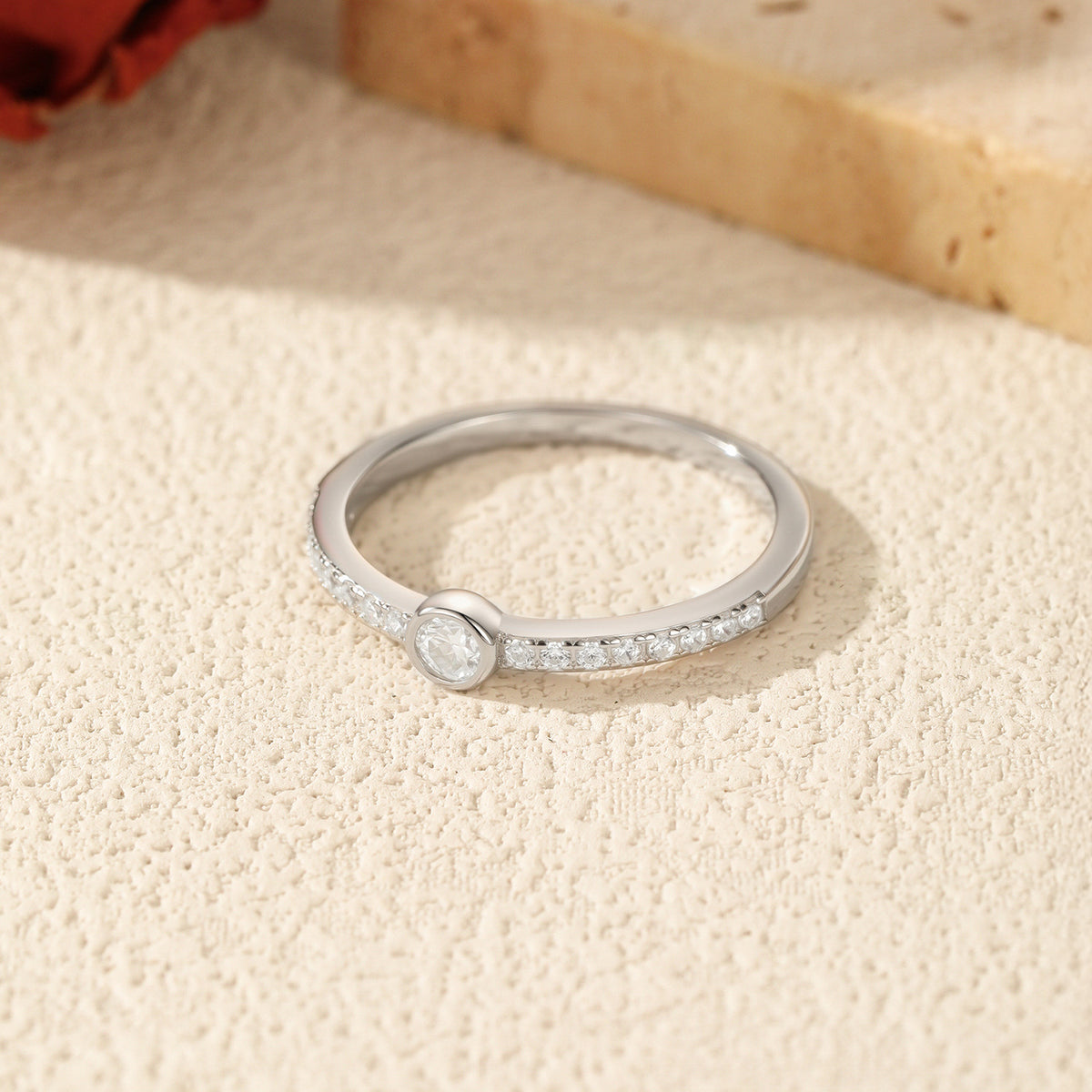 S925 Sterling Silver Bubble Moissanite Stacking Ring