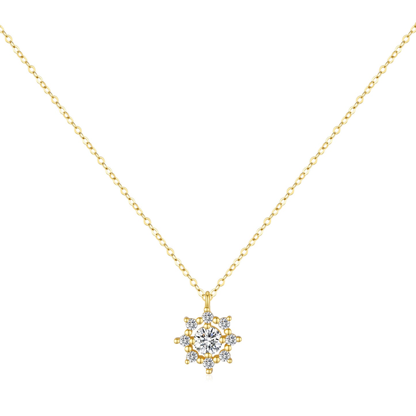Planderful Moissanite Sparkling Necklace – High-End Sterling Silver Snowflake Design