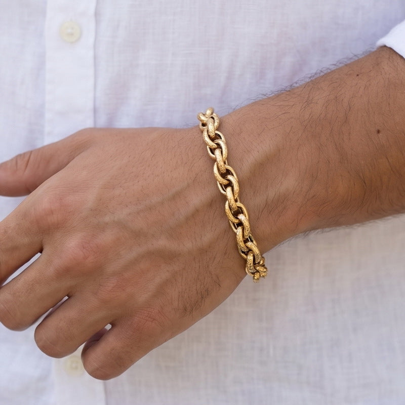 With Extension Chain Bracelet – Beating Pattern Handmade Twist Chain Men's Stainless
