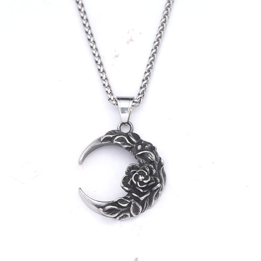 Punk Rose Stainless Steel Men's Pendant Necklace