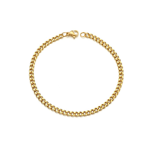 Black and Gold Stainless Steel Men's Chain Bracelet with Multiple Sizes