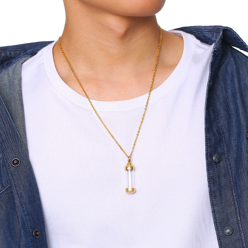 Stainless Steel Glass Pendant Perfume Bottle Jewelry Wholesale