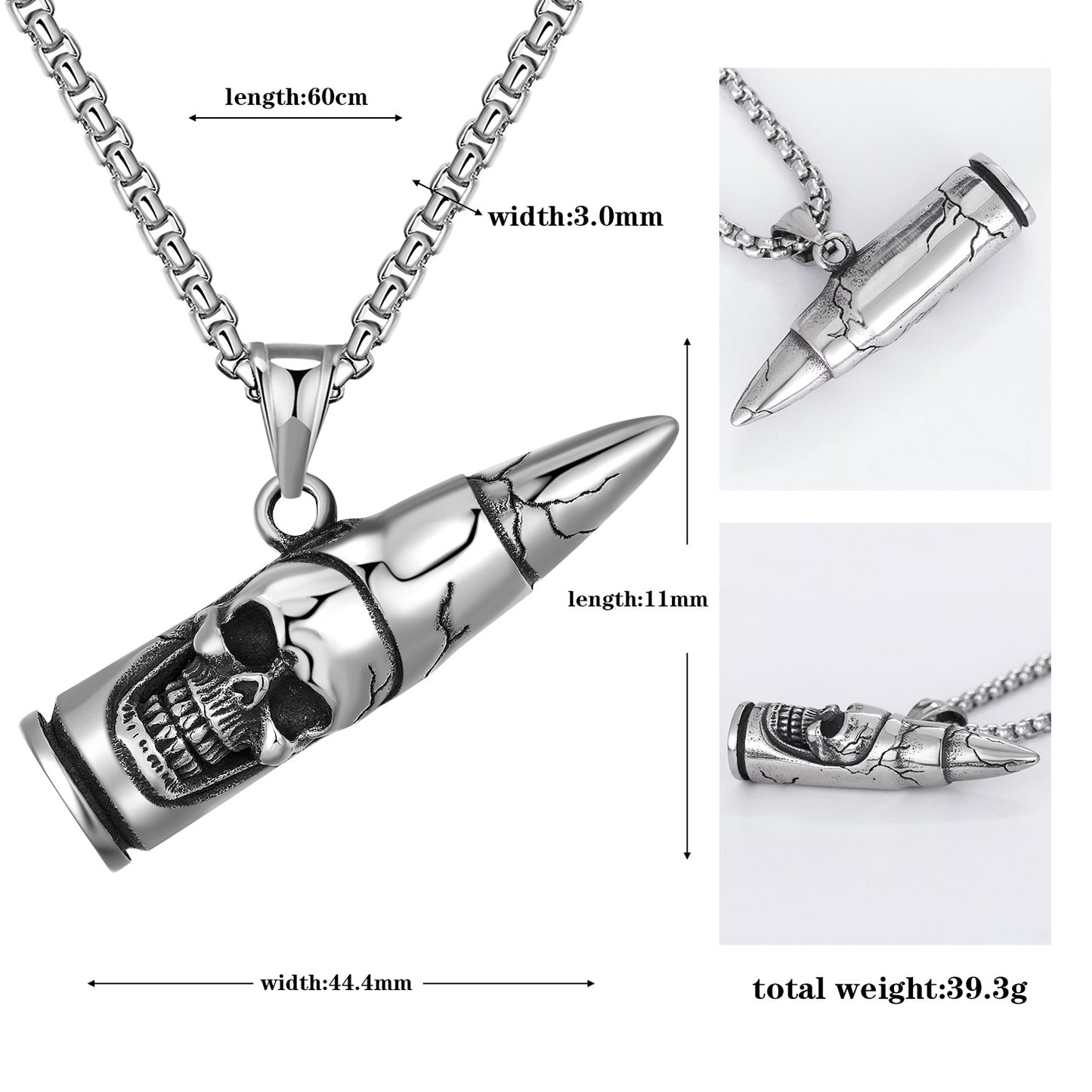 Steel Necklace – Statement Skull Pendant For Men Everyday Bold Streetwear Accessory
