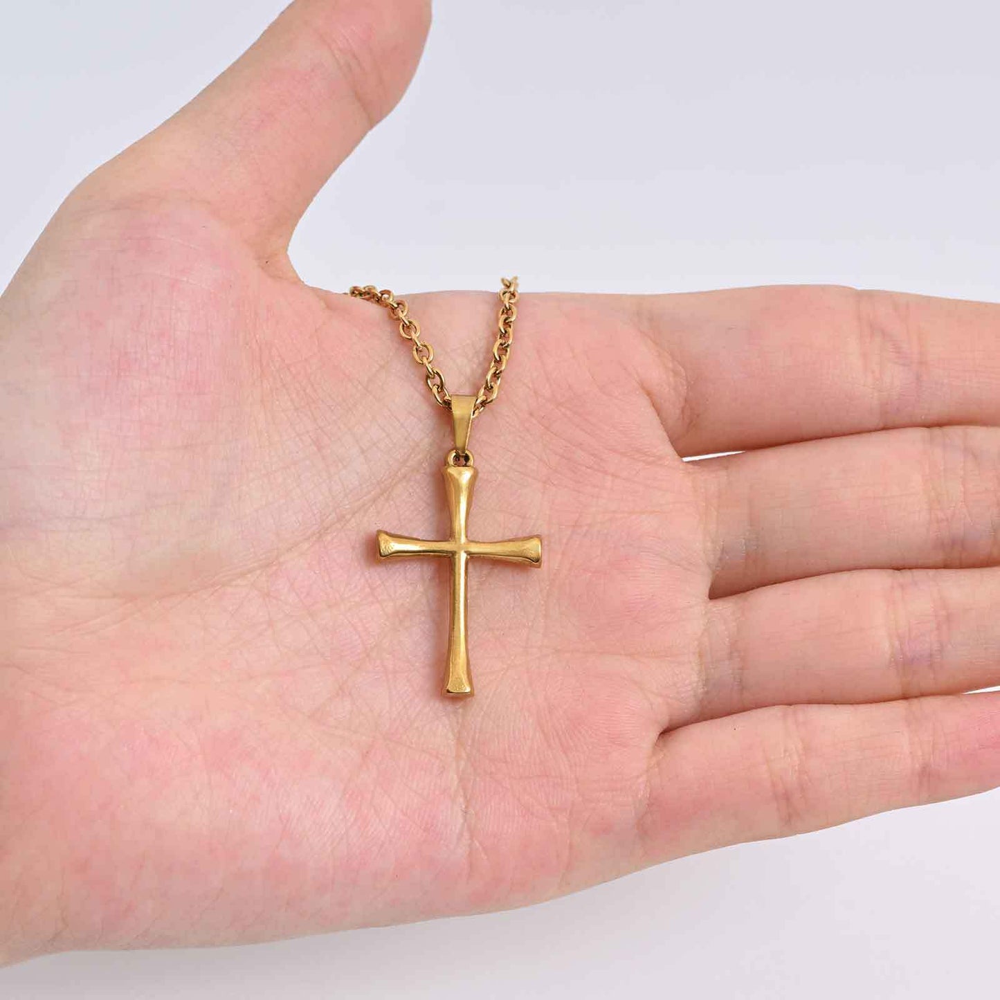 Planderful Stainless Steel Cross Pendant Twist Chain Men