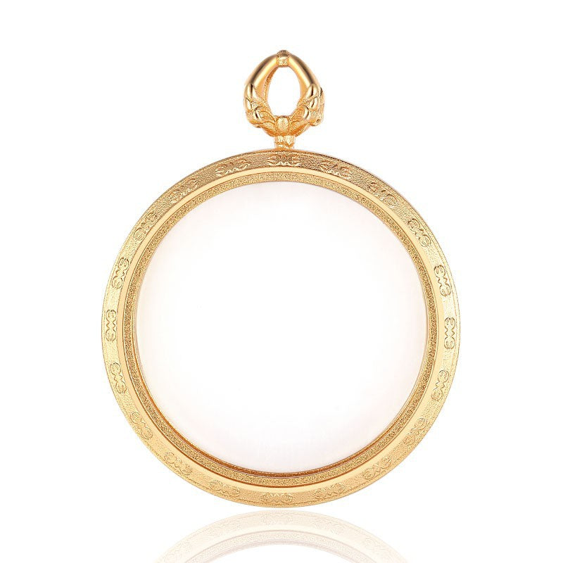 Steel Necklace - Elegant Double Sided Glass Box Pendant With Openable 35mm Inner Chamber For Everyday Wear