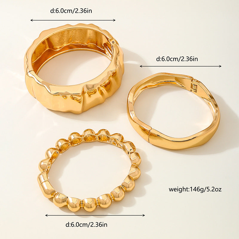 Planderful Vienna Verve Bracelet Set – Creative Heavy Metal Geometric Design