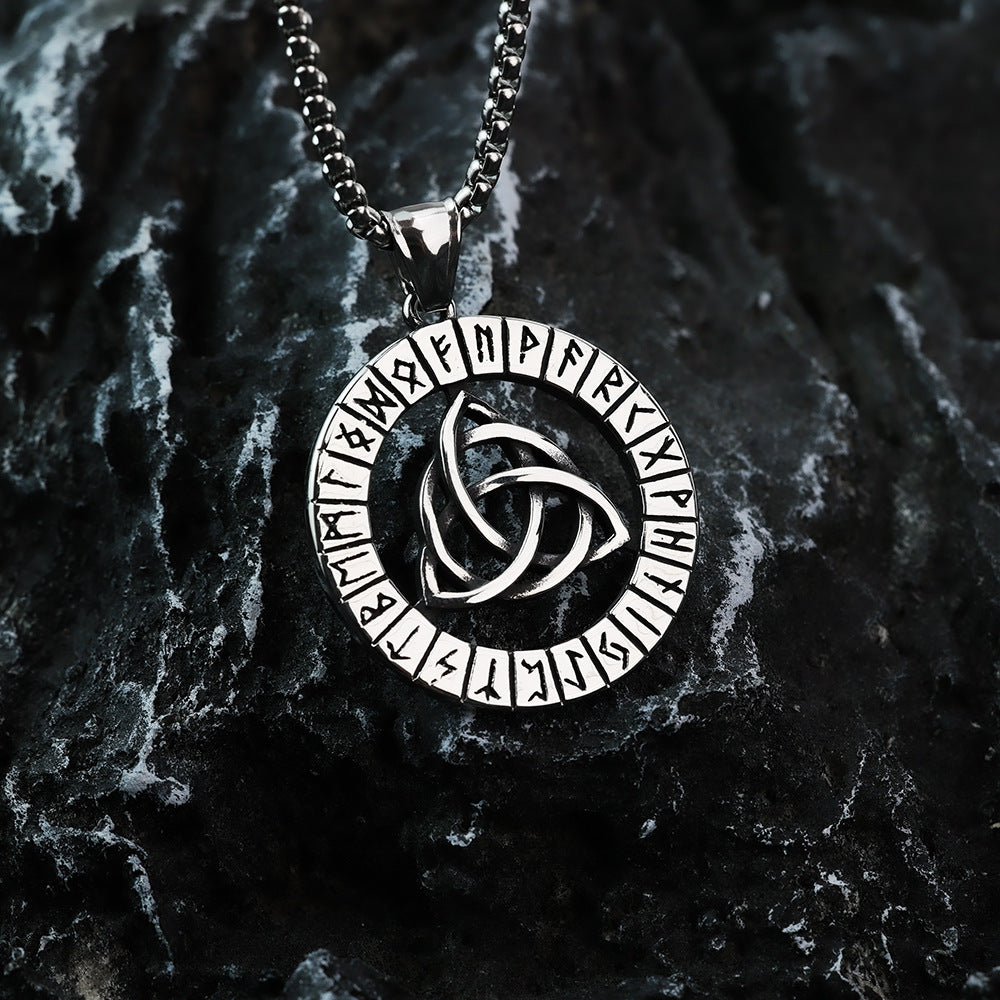 Planderful Norse Legacy Titanium Steel Rune Pendant Necklace For Men Viking Celtic Knot Jewelry