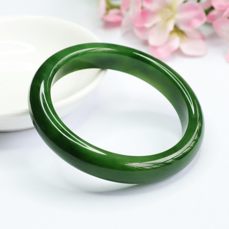 Spinach Green Hetian Jasper Bracelet