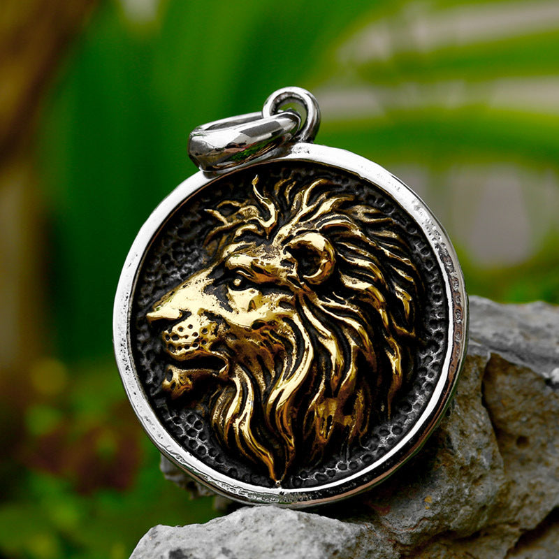 Stainless Steel Casting Relief Three-Dimensional Lion Pendant – Titanium Steel Necklace