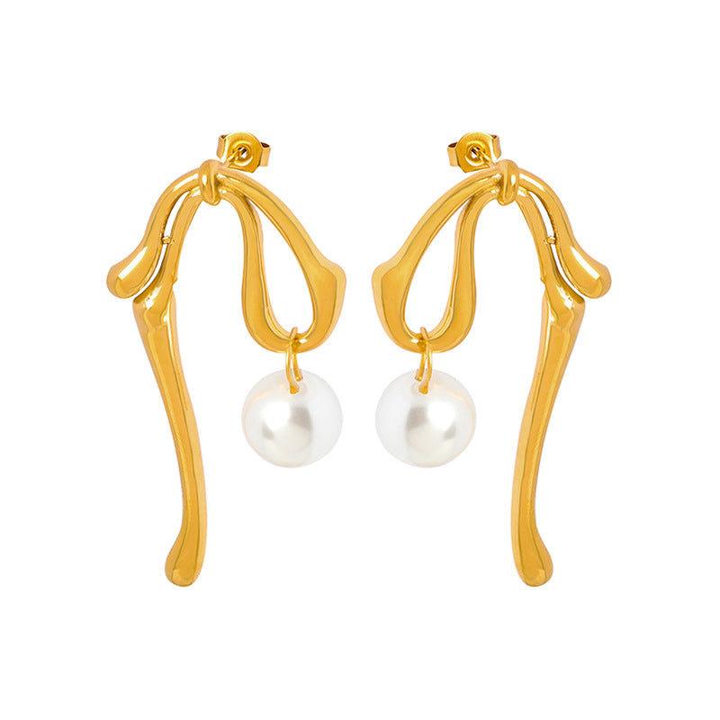 Irregular Geometric Design Earrings with Exaggerated Beads Pendant