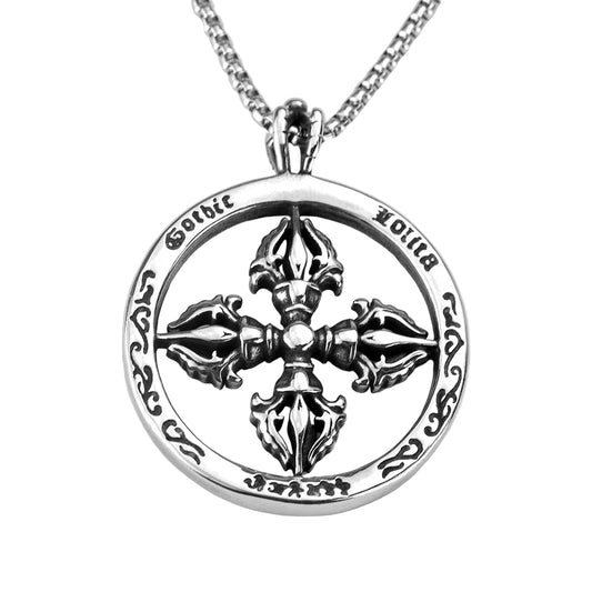 Round Geometric Stainless Steel Men's Pendant Necklace