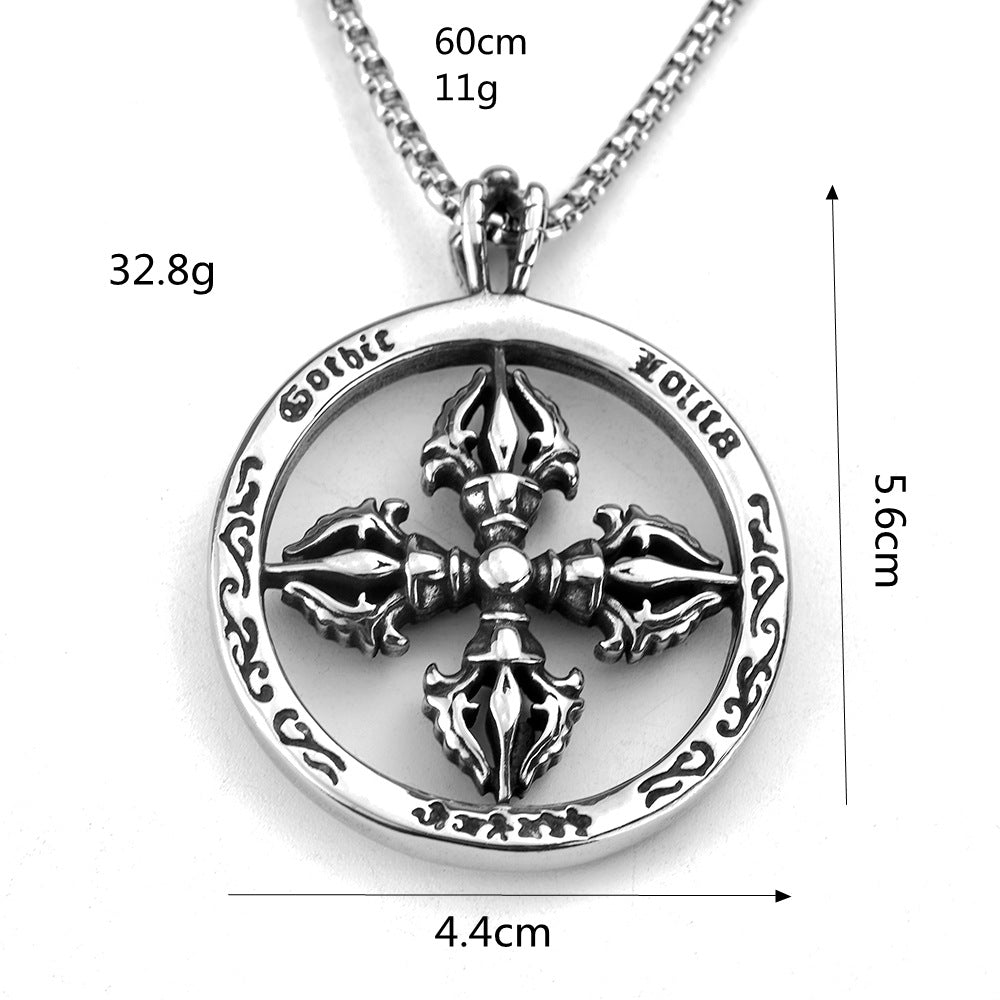 Round Geometric Stainless Steel Men's Pendant Necklace