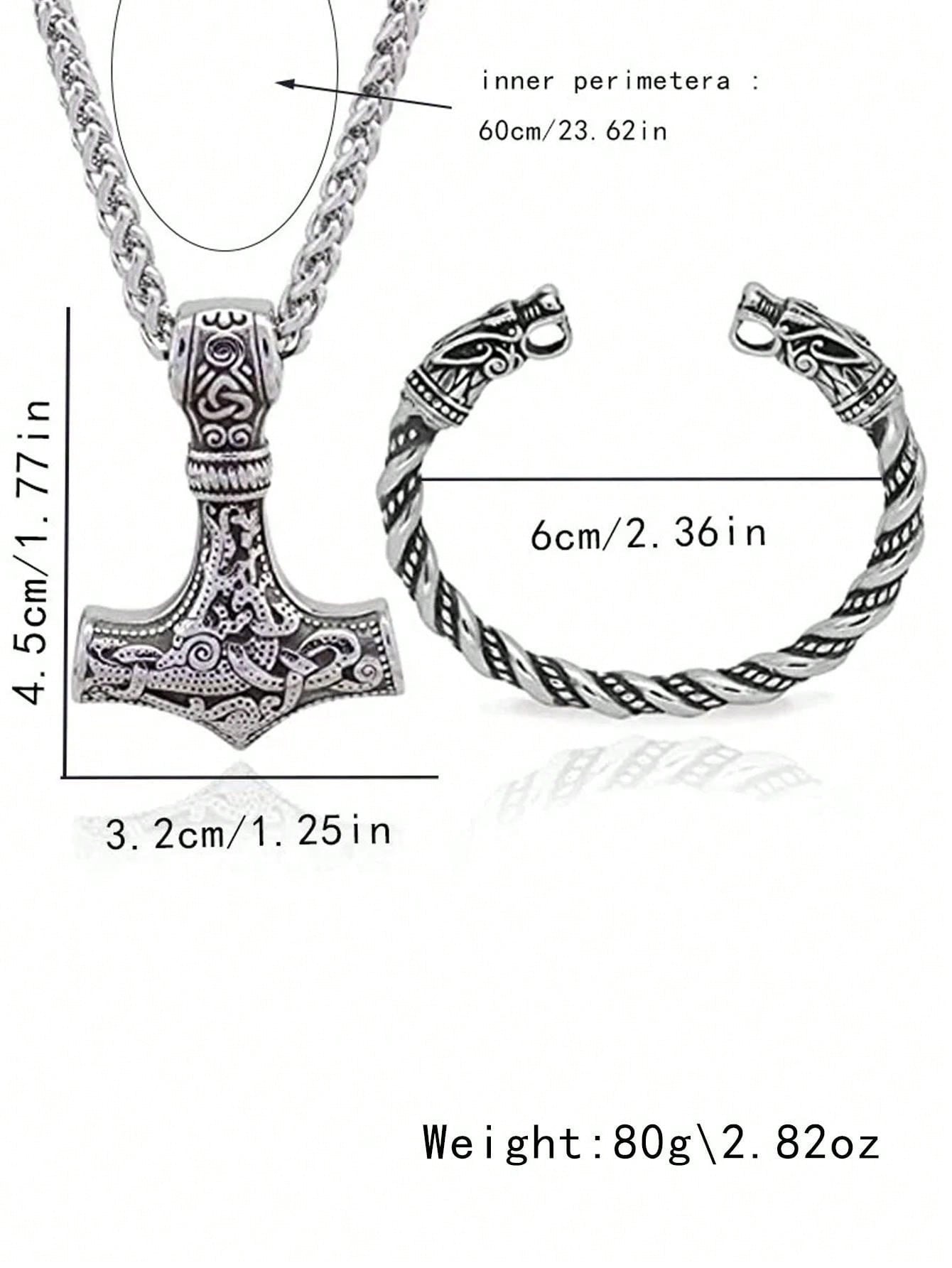 Planderful Viking Rune Hammer Necklace For Men Stainless Steel Pendant Durable Bold