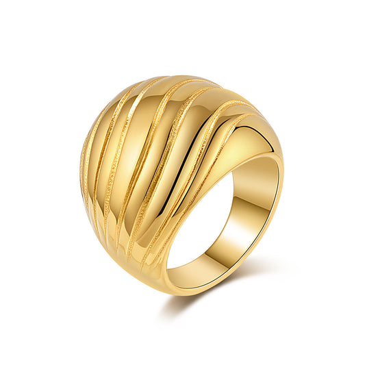 Planderful Titanium Steel Ring For Women With Exaggerated Large Smooth Surface Versatile Fashion Jewelry