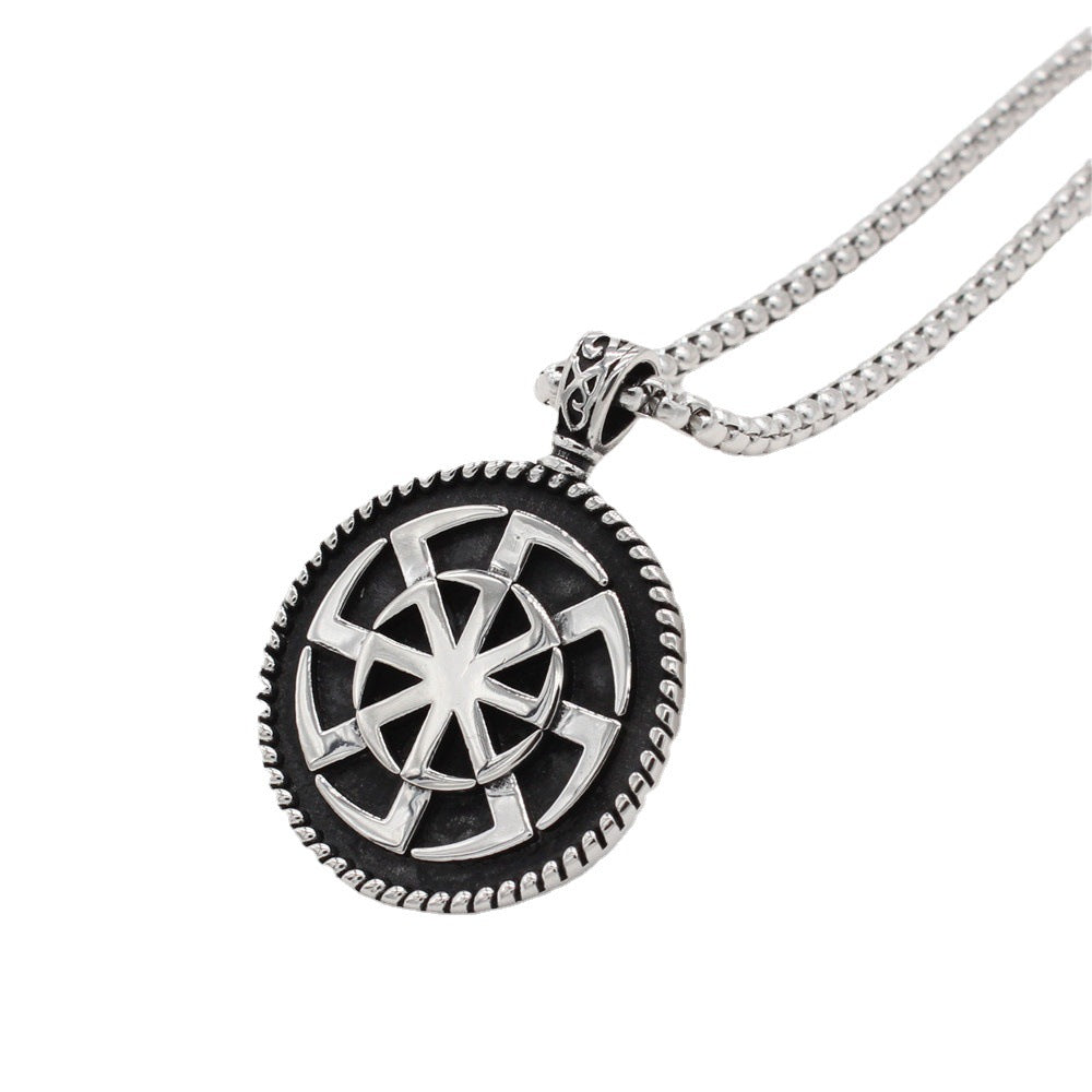 Personalized Viking Pendant Unisex Titanium Steel Round By Planderful Protection Statement Jewelry Gift For Him