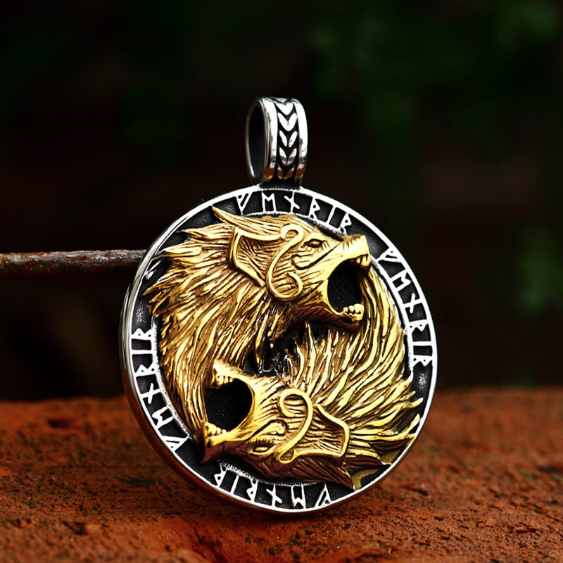 Stainless Steel Men's Pendant – Nordic Viking Celtic Wolf Titanium Steel Necklace Pendant