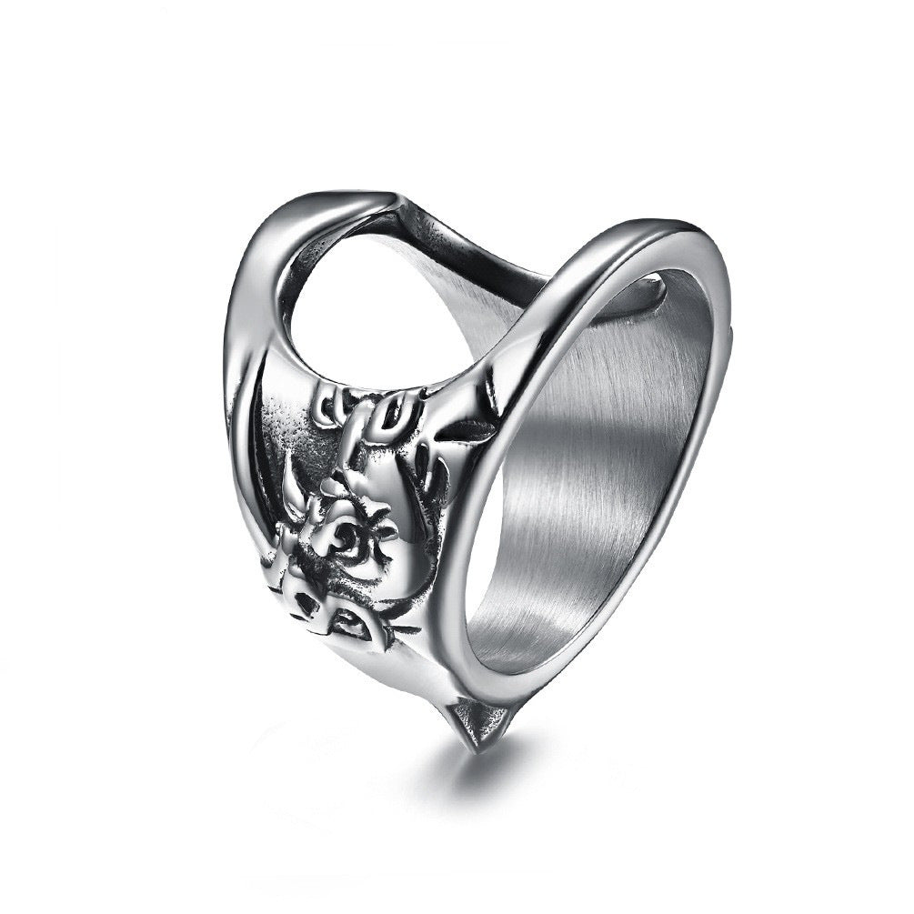 Planderful Rhino Head Self Defense Ring Titanium Steel Multi Functional Bold Hipster Accessory