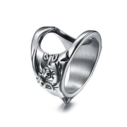 Planderful Rhino Head Self Defense Ring Titanium Steel Multi Functional Bold Hipster Accessory