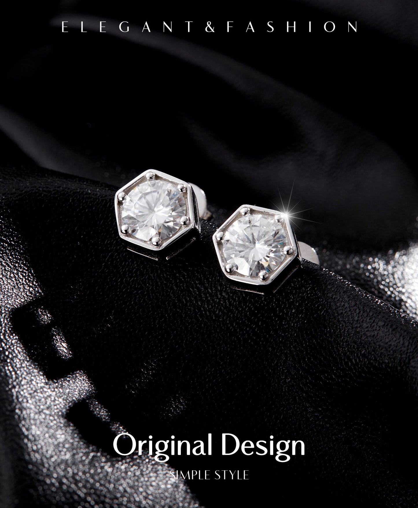 Planderful Moissanite Sparkling Earrings – Luxurious Hexagonal Design