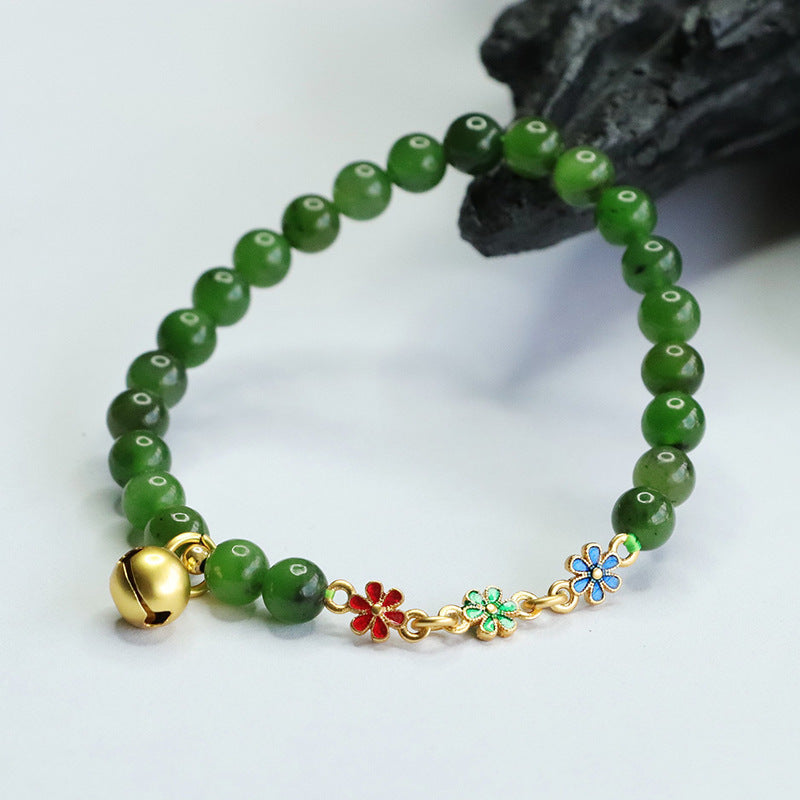Hetian Jasper Bellflower Wreath Bracelet