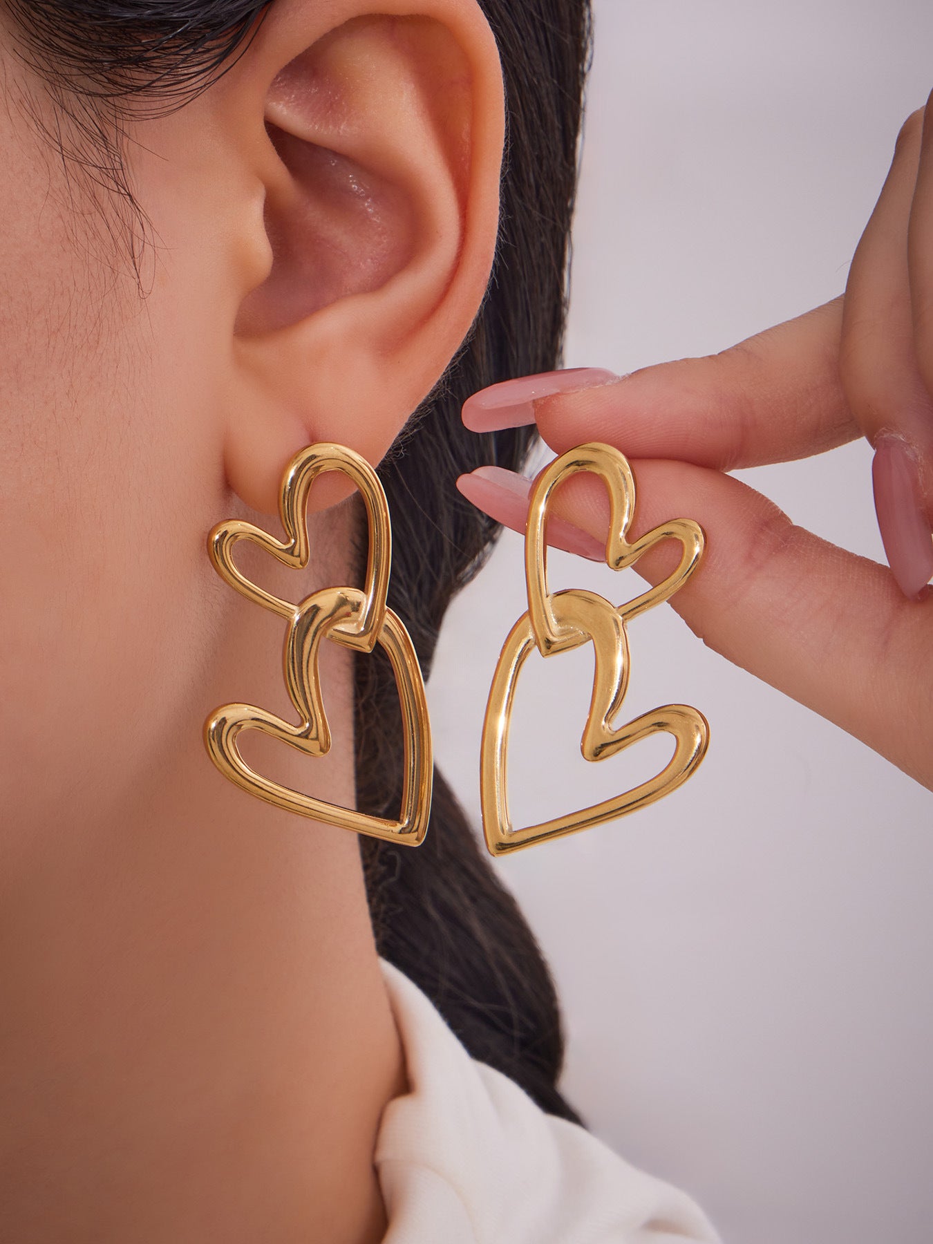 Planderful Double Love Earrings 18K Gold Plated Women