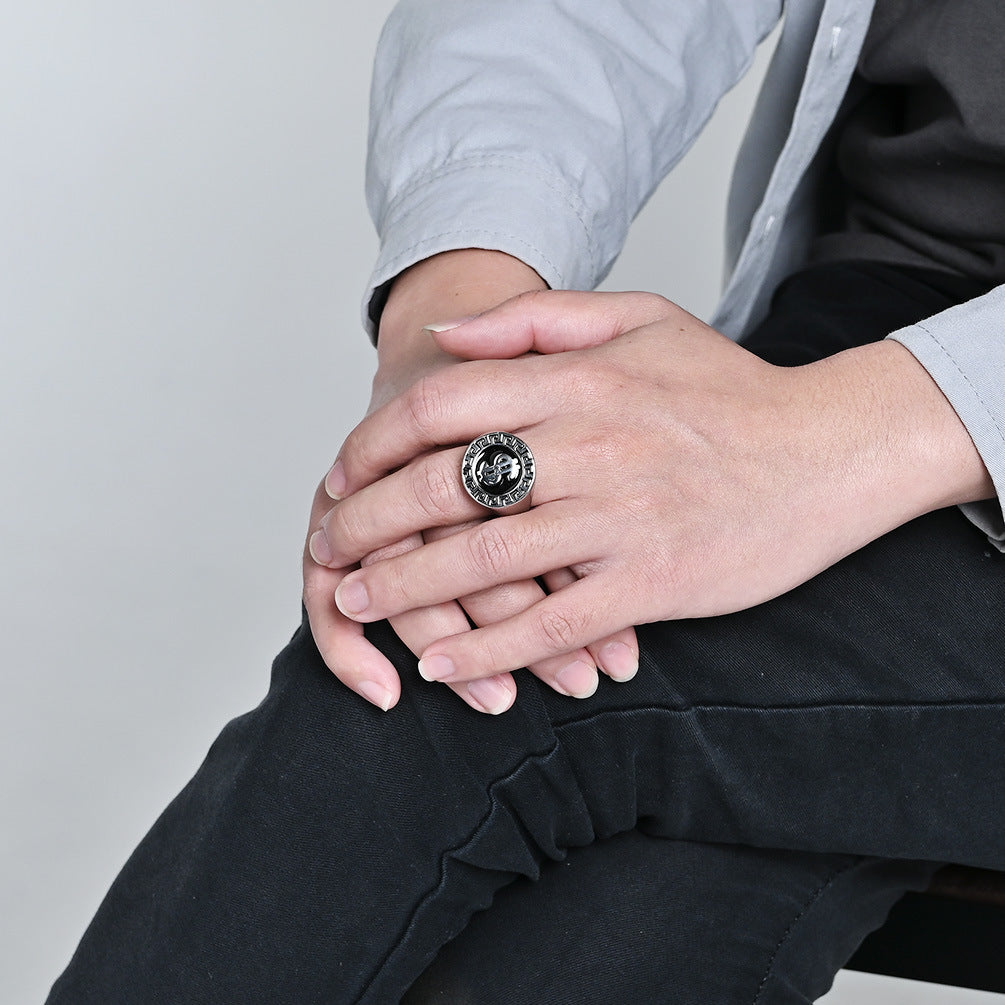 European And American Hip Hop Dollar Logo Titanium Ring
