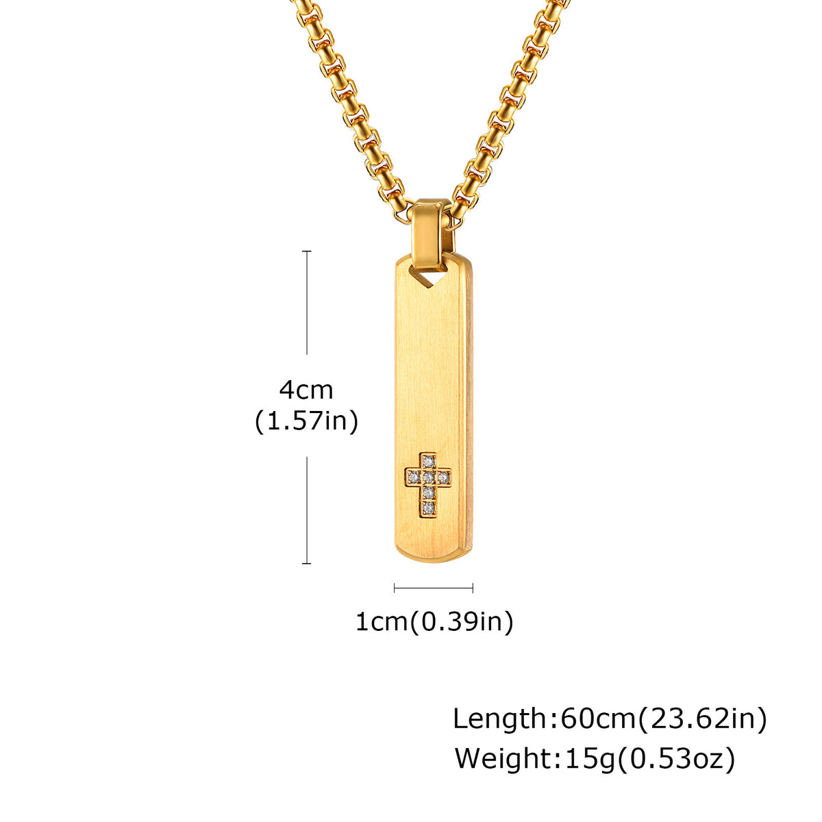 Cross Zircon Geometric Textured Stainless Steel Necklace for Men