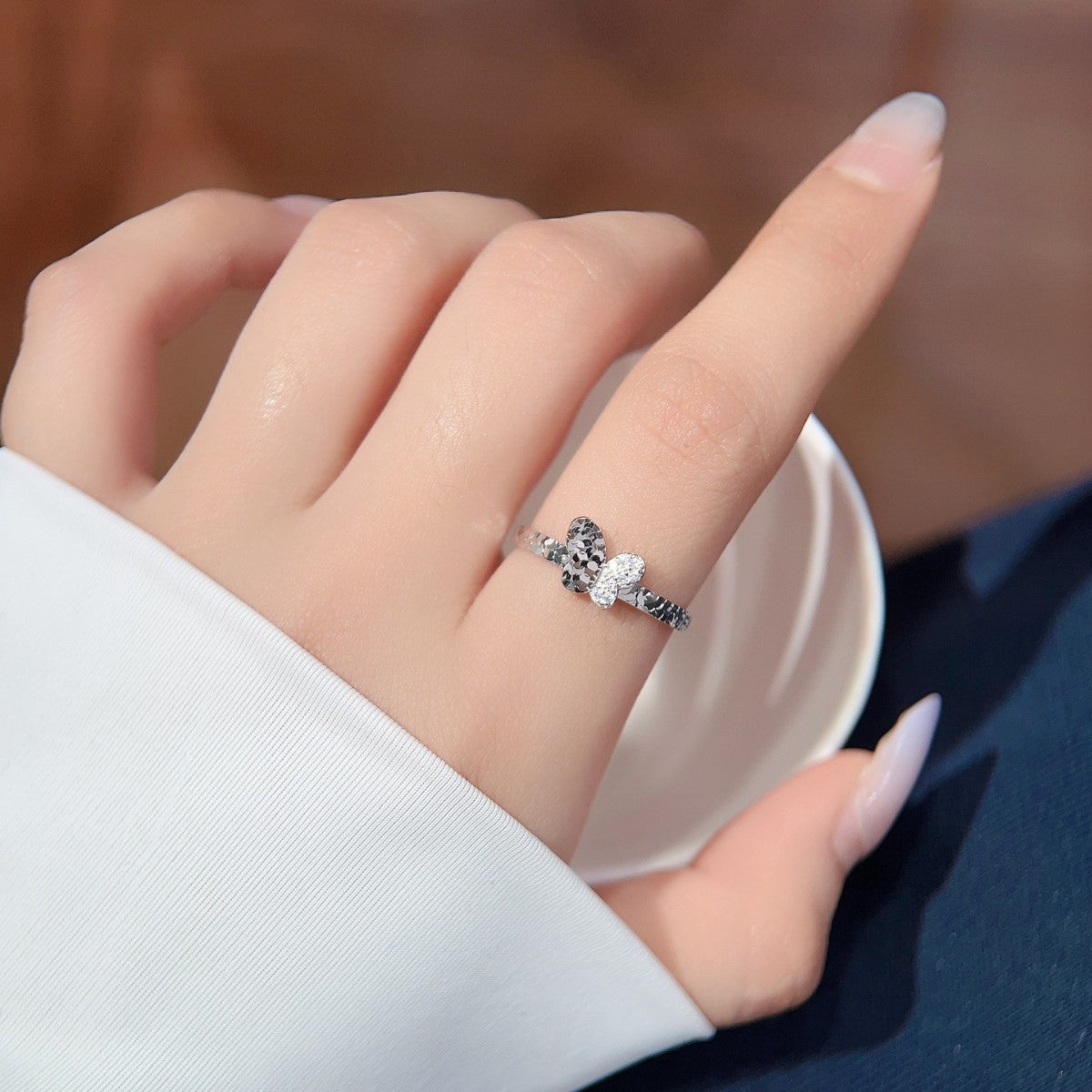 Butterfly Crushed S925 Sterling Silver Women's Ring