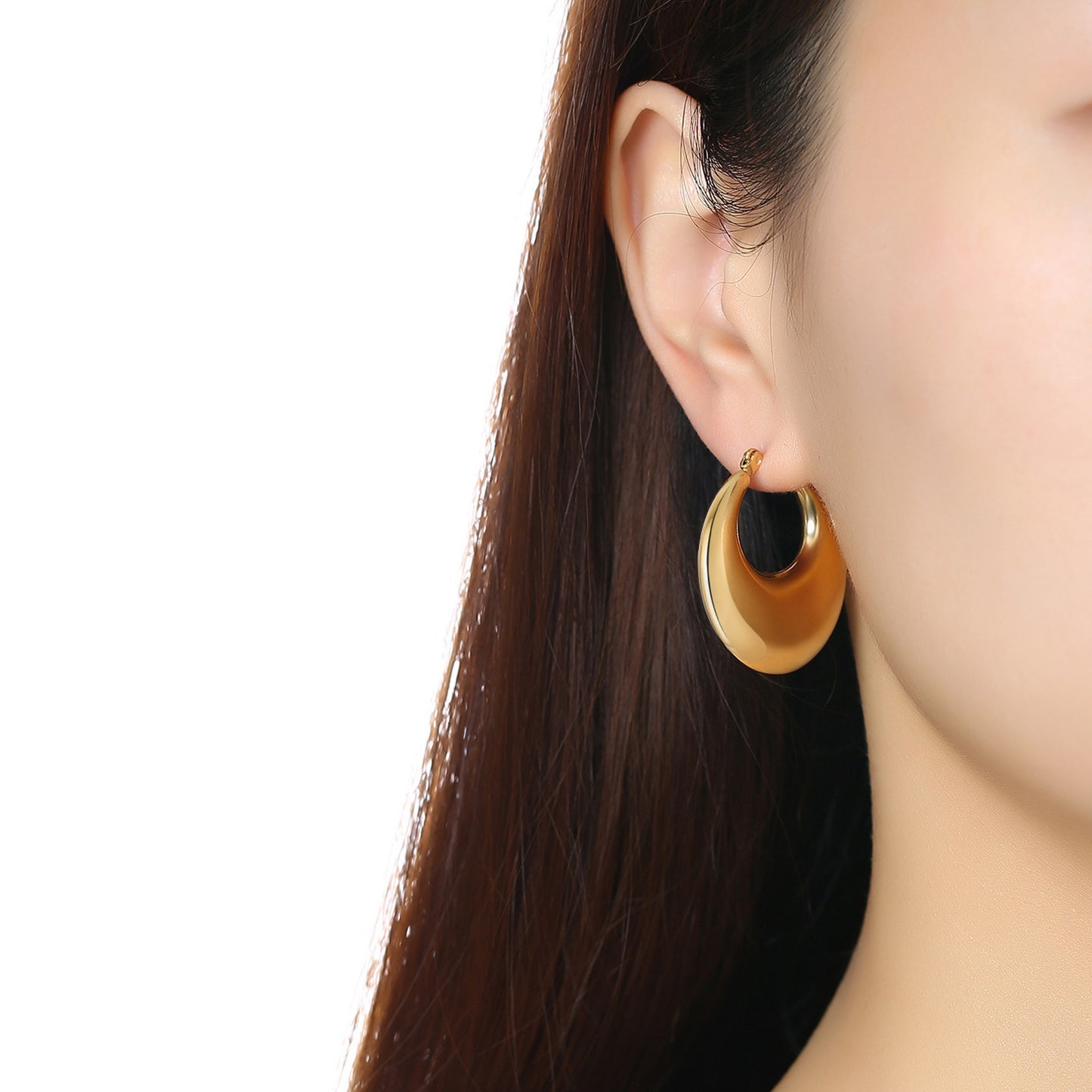 Fashion Trend Jewelry Hollow Earrings Titanium Steel 18K Gold