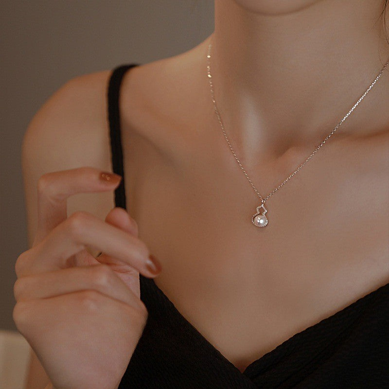 Ruyi Freshwater Pearl Gourd 925 Sterling Silver Necklace Women