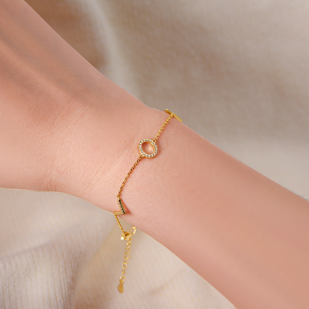 Love English Alphabet Zircon Sterling Silver Bracelet Zircon