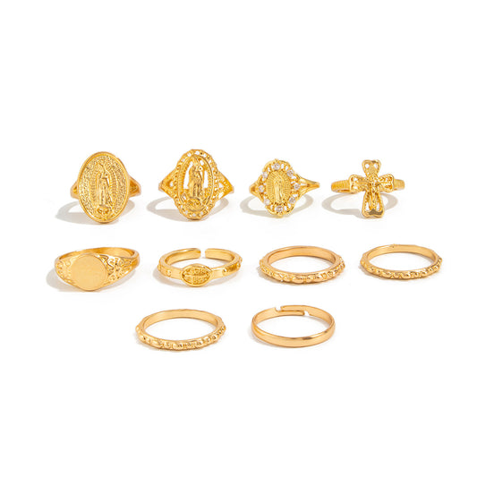 Planderful Cross Ring Set For Women Vienna Verve Zircon Inlaid Love Butterfly Jewelry Statement
