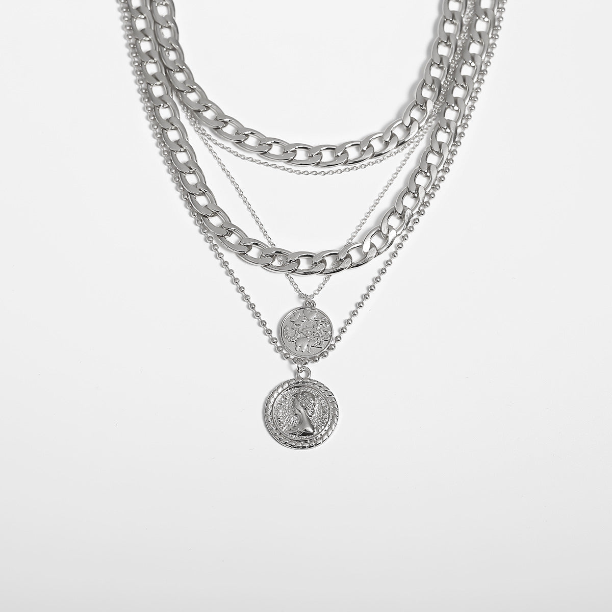 Punk Queen Portrait Layered Necklace