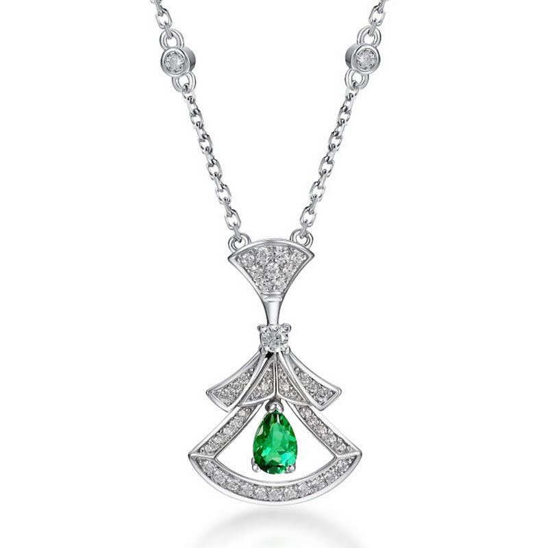 S925 Sterling Silver Lab-Grown Emerald Pendant Necklace