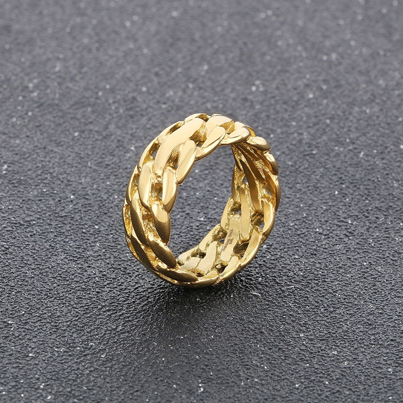 Planderful Mens Titanium Steel Punk Locomotive Ring Bold