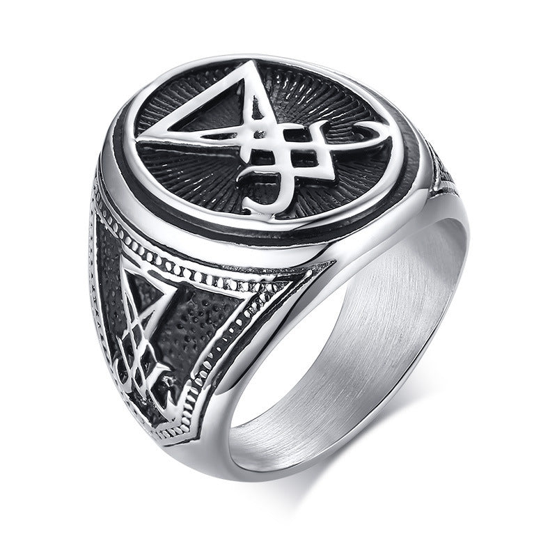 Stainless Steel Lucifer Casting Ring Steel Color for Men