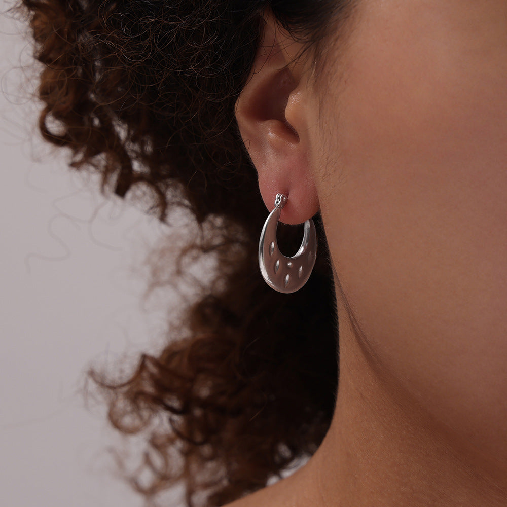 Geometric Gold Plated U-shaped Earrings with Vintage Charm