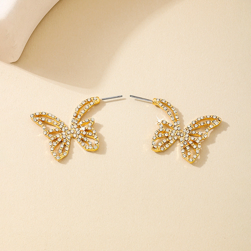 Planderful Vienna Verve Earrings – Exquisite Metal Butterfly Design with Dazzling Zircon