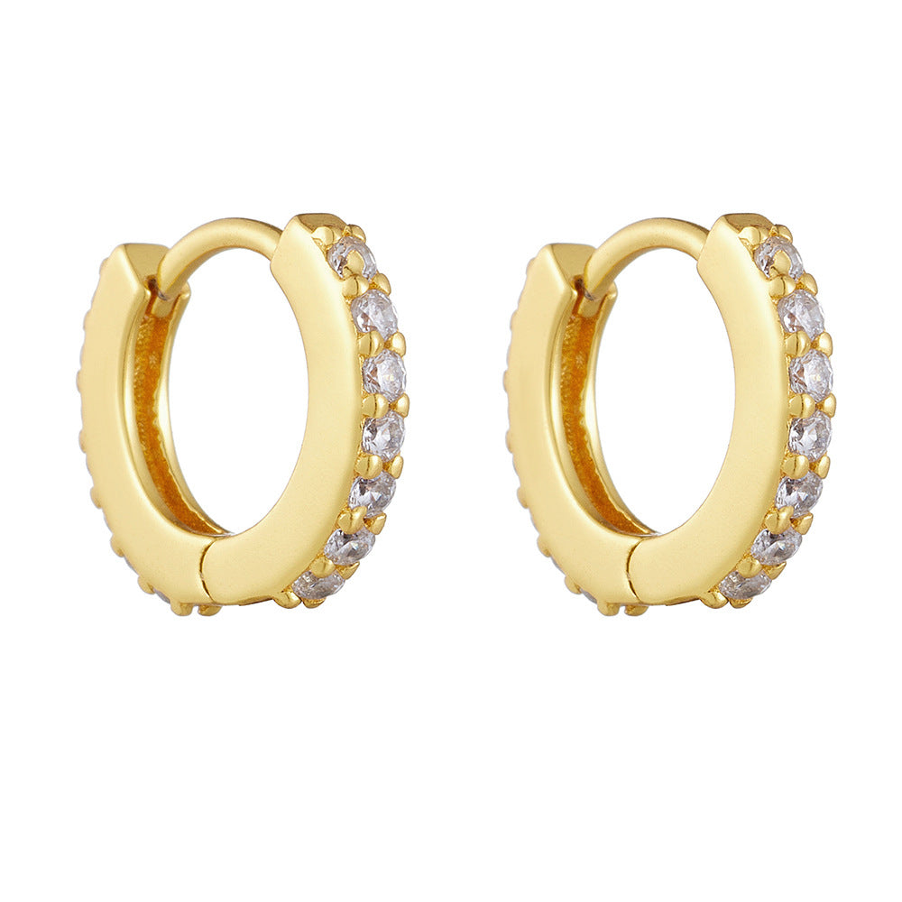 Planderful S925 Sterling Silver Zircon Hoop Earrings For Everyday Women MicroInlaid Round Design