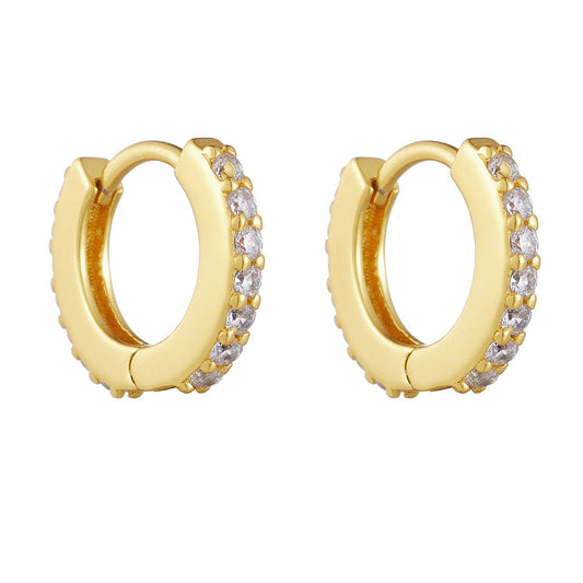 Planderful S925 Sterling Silver Zircon Hoop Earrings For Everyday Women MicroInlaid Round Design