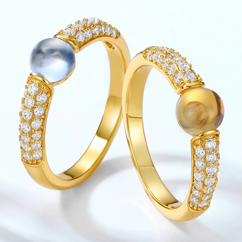 S925 Sterling Silver Colored Crystal Signature Ring