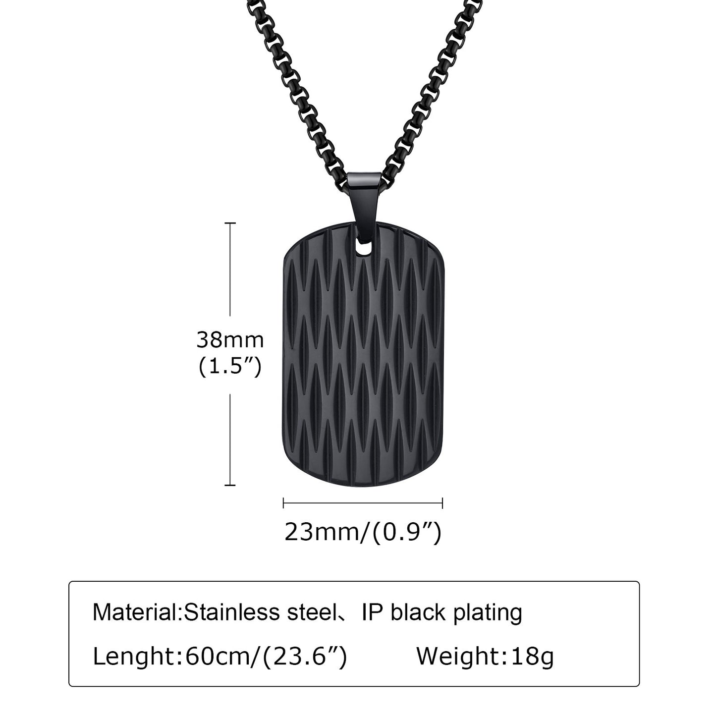 European And American Accessories Stainless Steel Water Ripple Tag Geometric Square Pendant Necklace Jewelry For Men