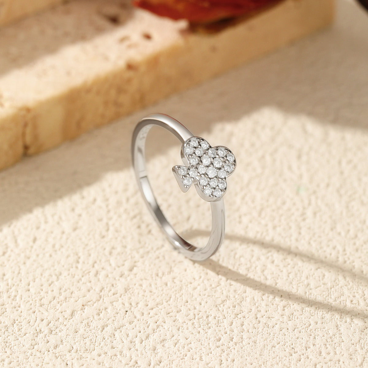 S925 Sterling Silver Clover Moissanite Ring
