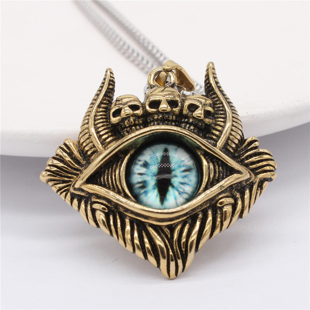 Titanium Steel Pendant Unisex Retro Protective Symbols Devils Eye Bulls Eye Planderful